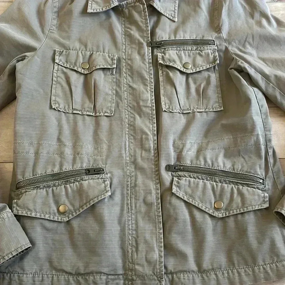 J.Crew Classic Twill Chino Full Zip Military Utility Cinch Jacket Brown Sz XS - Picture 3 of 8